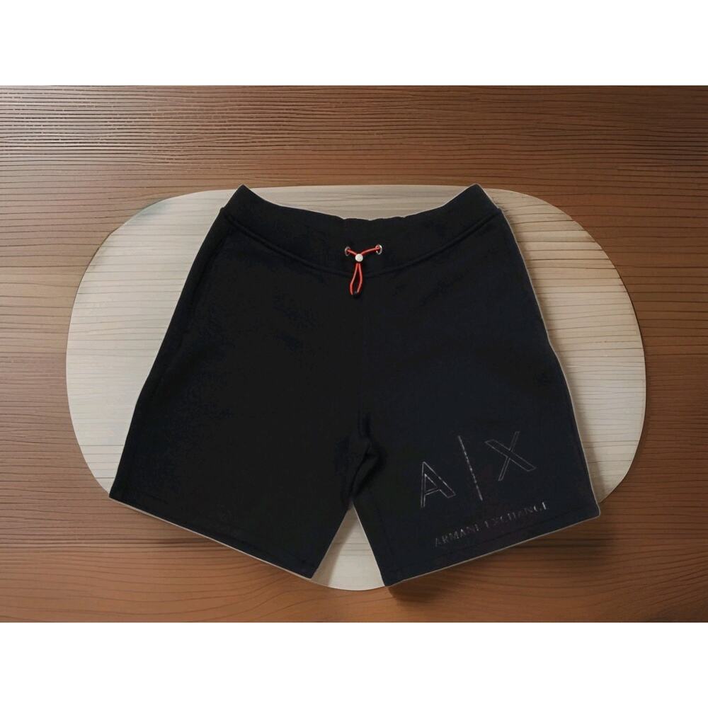 A/X Armani Exchange Men's Black Drawstring Bermuda Logo Sweat Shorts Size XS
